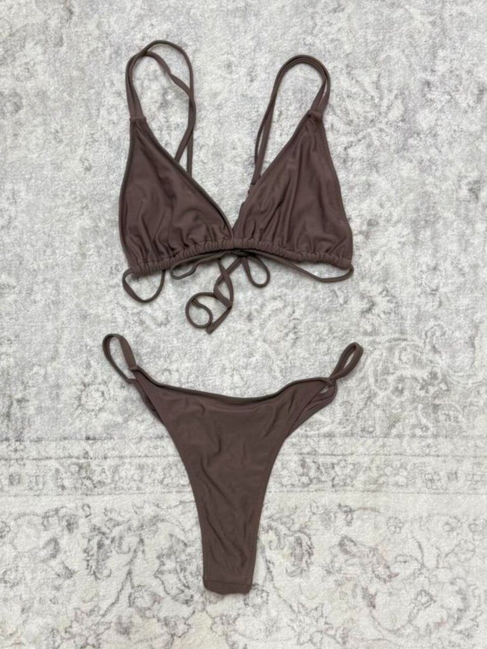 matching brown bikini set bathing suit